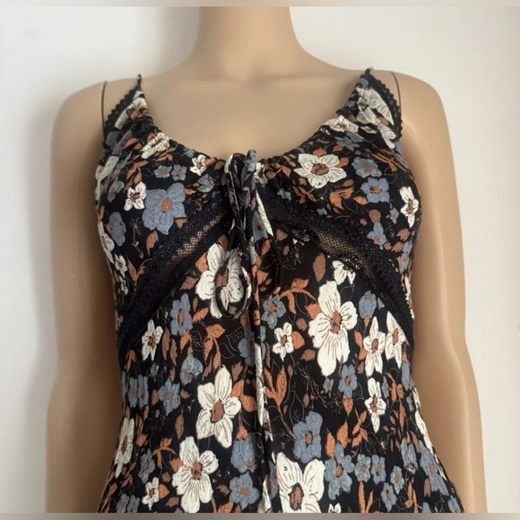 🆕Free People All I Wanted Maxi Slip Dress Black Combo Straps Slit XL🆕 - Picture 8 of 16